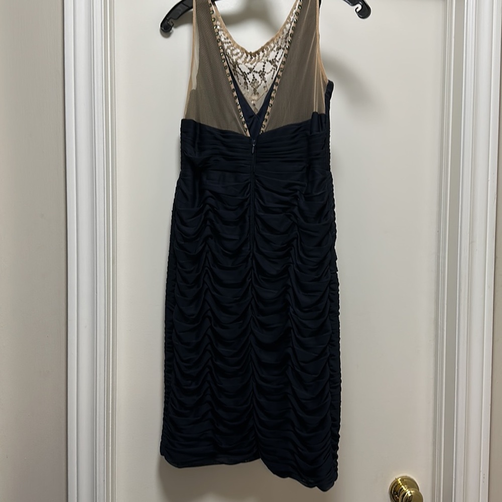 Adrianna Papell formal beaded knee length navy dress. - Picture 2 of 5